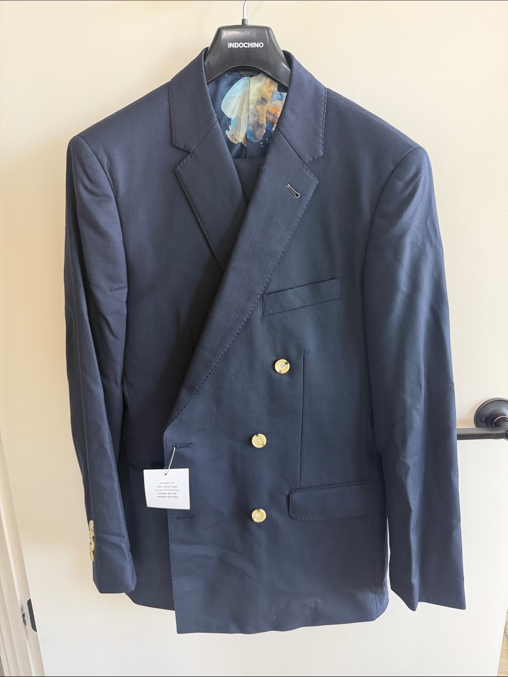 Indochino Navy Double-Breasted Wool Blazer